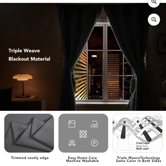 Set of gray 52” x 84” curtains - Picture 2 of 5